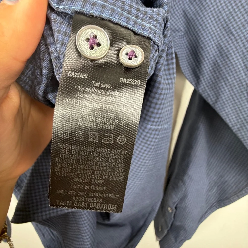 Ted Baker Blue and Black Checkered Button Down Shirt Men's Size 4